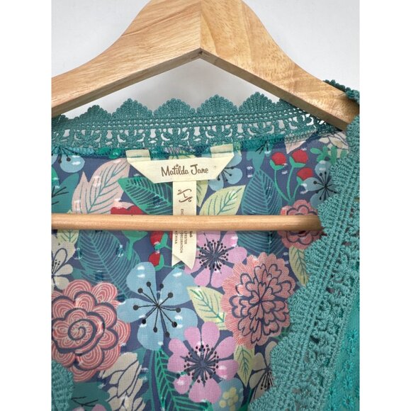 MATILDA JANE Camp MJC Kookaburra Top tunic womens size large floral Swiss dot - Picture 3 of 5